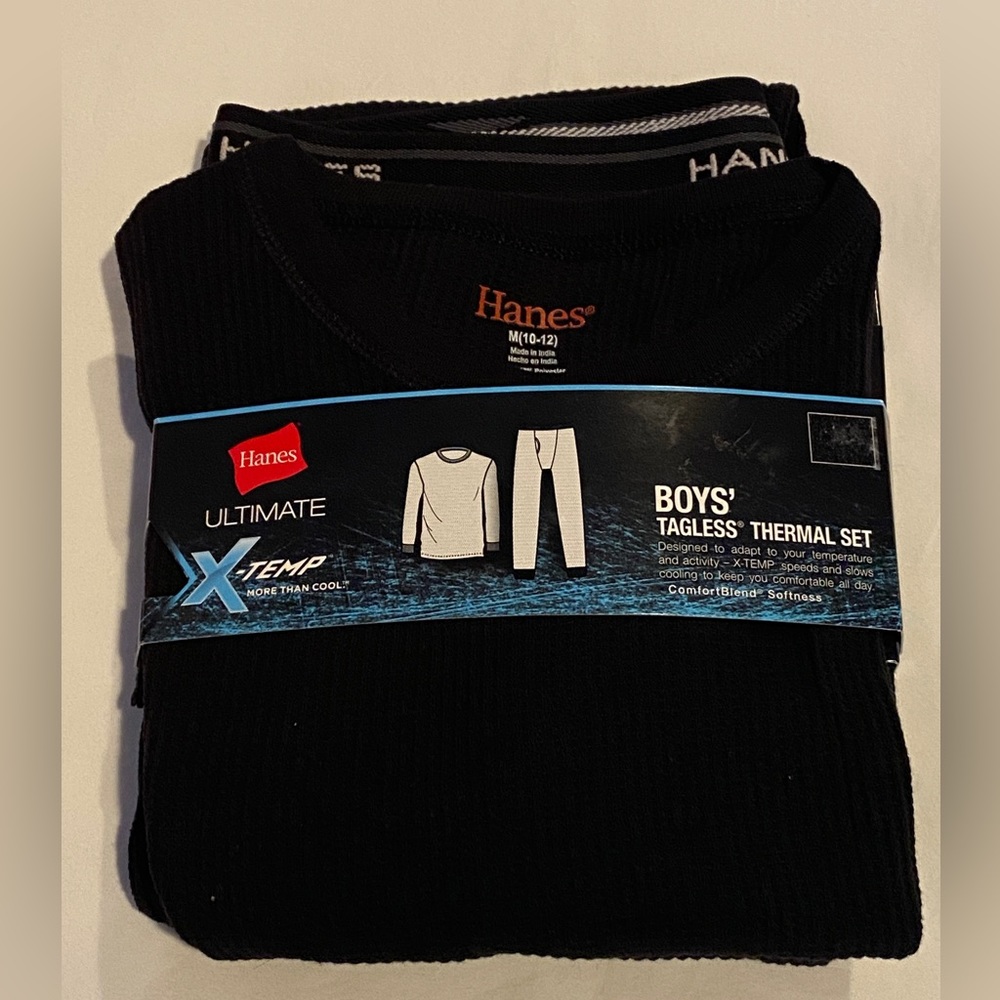 Boys Thermal Set Hanes Tagless Size M 10-12